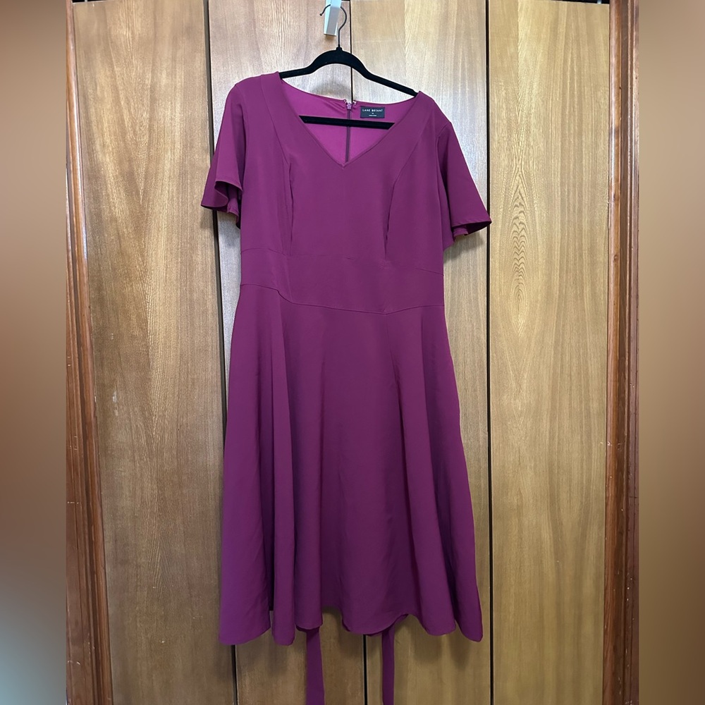 Lane Bryant burgundy Midi V-Neck A-Line Dress